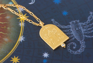Scorpio Zodiac Birthday Star sign Pendant Necklace in gold