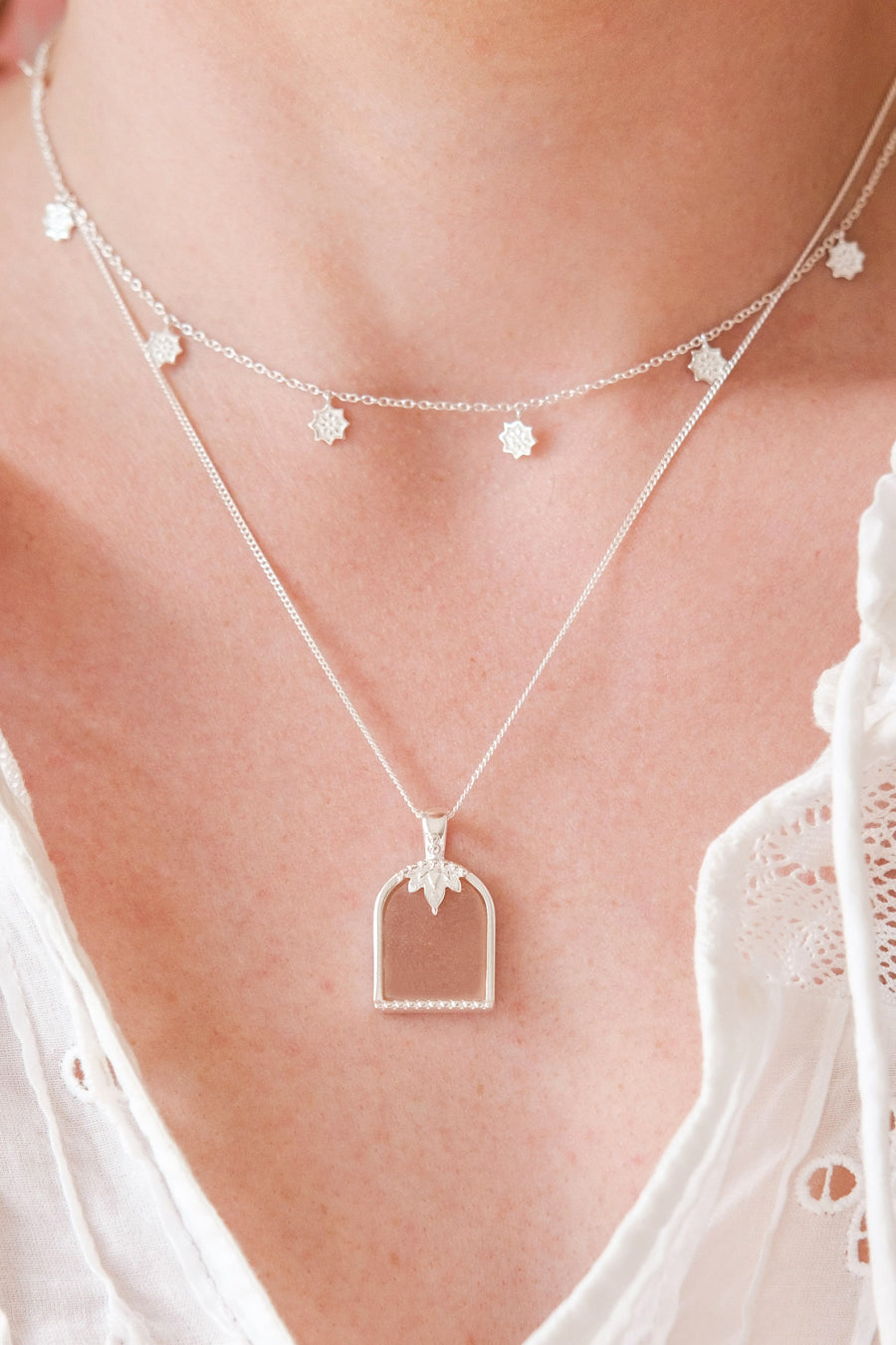 Silver Peach Moonstone Crystal Necklace NZ