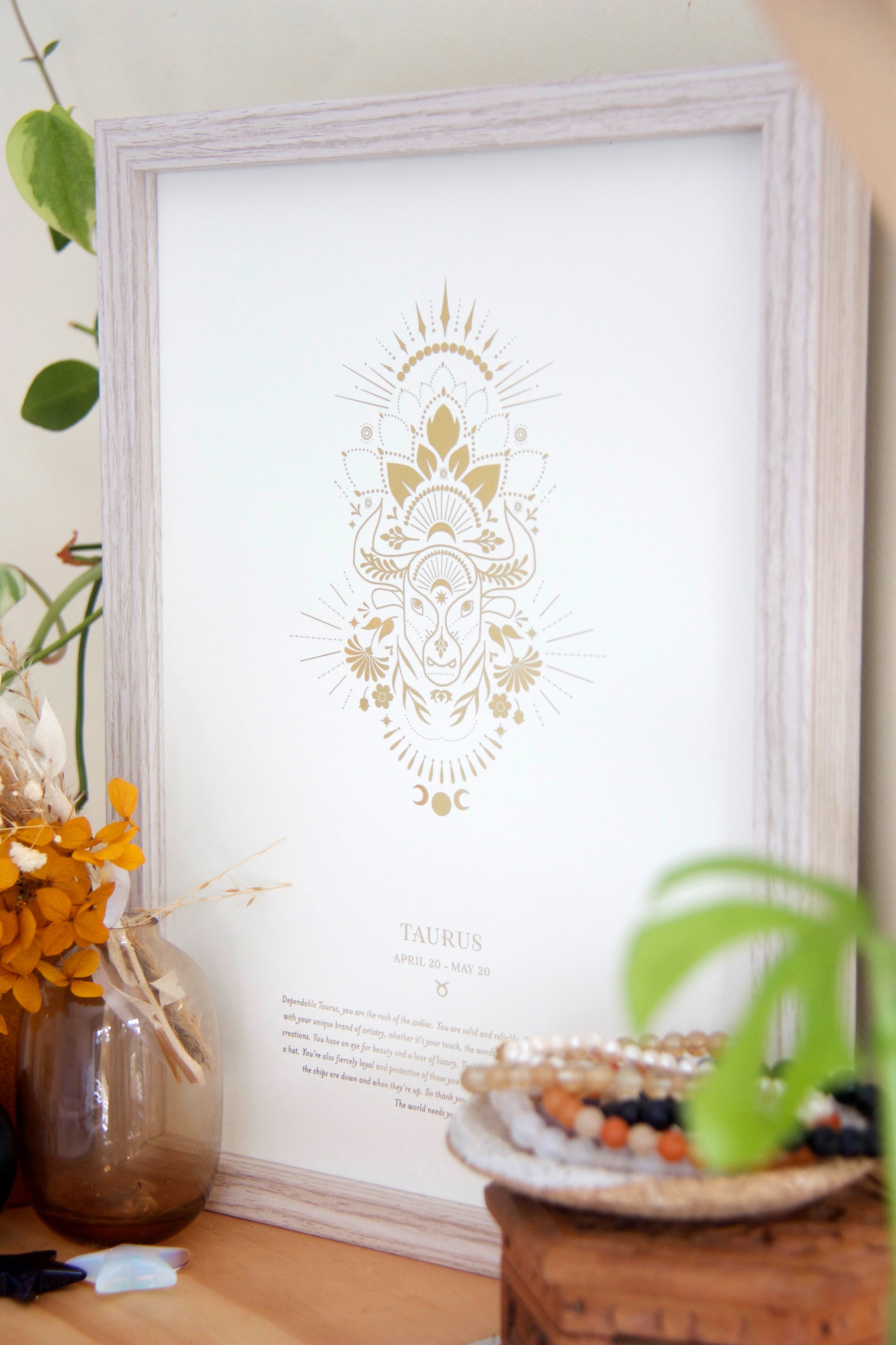 Taurus Zodiac Star Sign Art Print NZ Birthday Gift