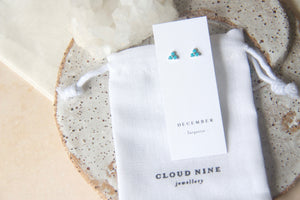 Silver Birthstone Studs - December/Turquoise