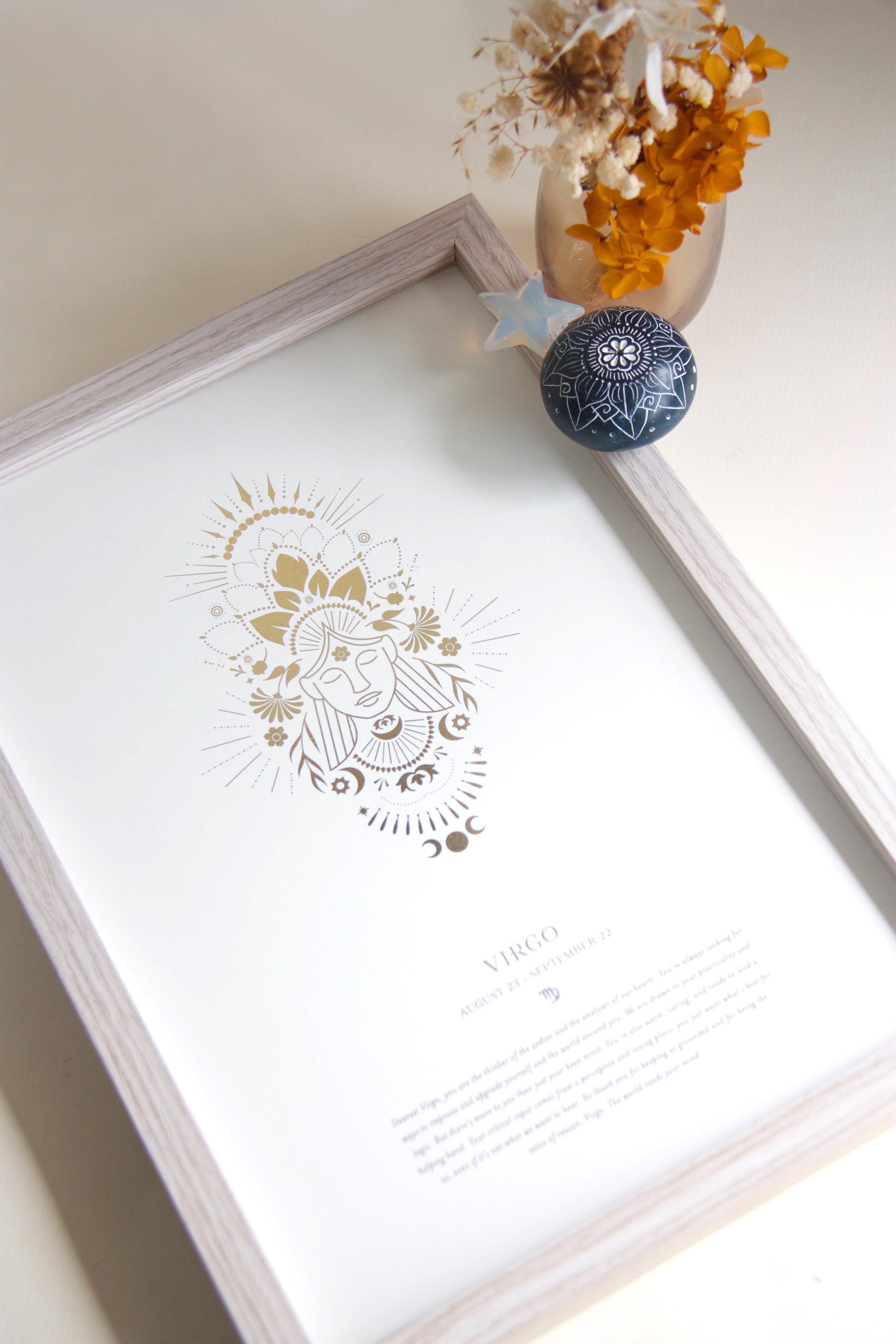 Virgo Zodiac Star Sign Art Print NZ Birthday Gift