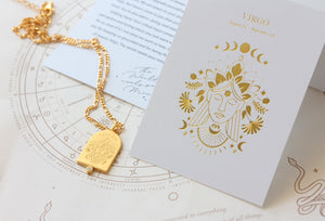 Virgo Zodiac Necklace in gold. Jewellery from NZ.