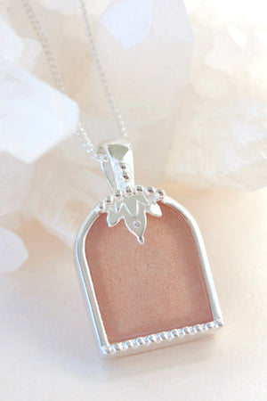 Pink Arch Moroccan Door Necklace Silver