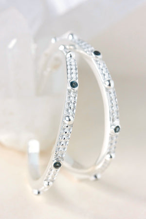 Silver and Blue Statement Hoop Earrings