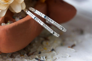Silver and Blue Statement Hoop Earrings