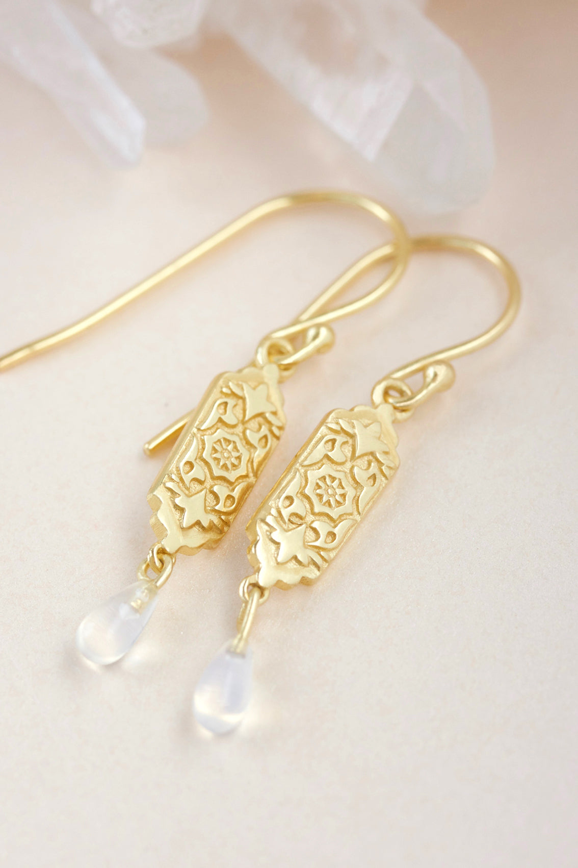 Opal Drop Earrings in gold