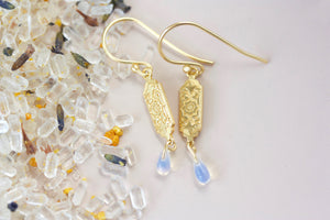 Opal Drop Earrings in gold