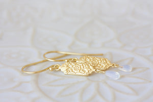Opal Drop Earrings in gold